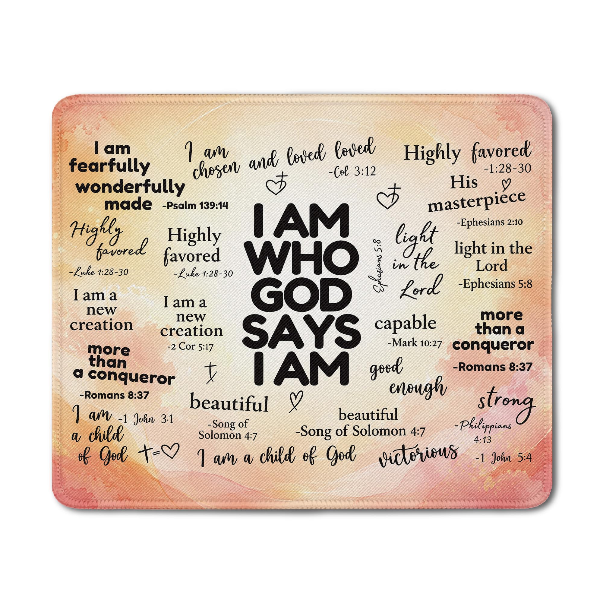 Inspirational Christian God Says I Am Mouse Pad, Minimalist Boho Floral Bible Verse Affirmation Mouse Pads Mousepad for Home Office Dorm Computers Laptop Supplies Desk Accessories, 9.5x7.9 Inch