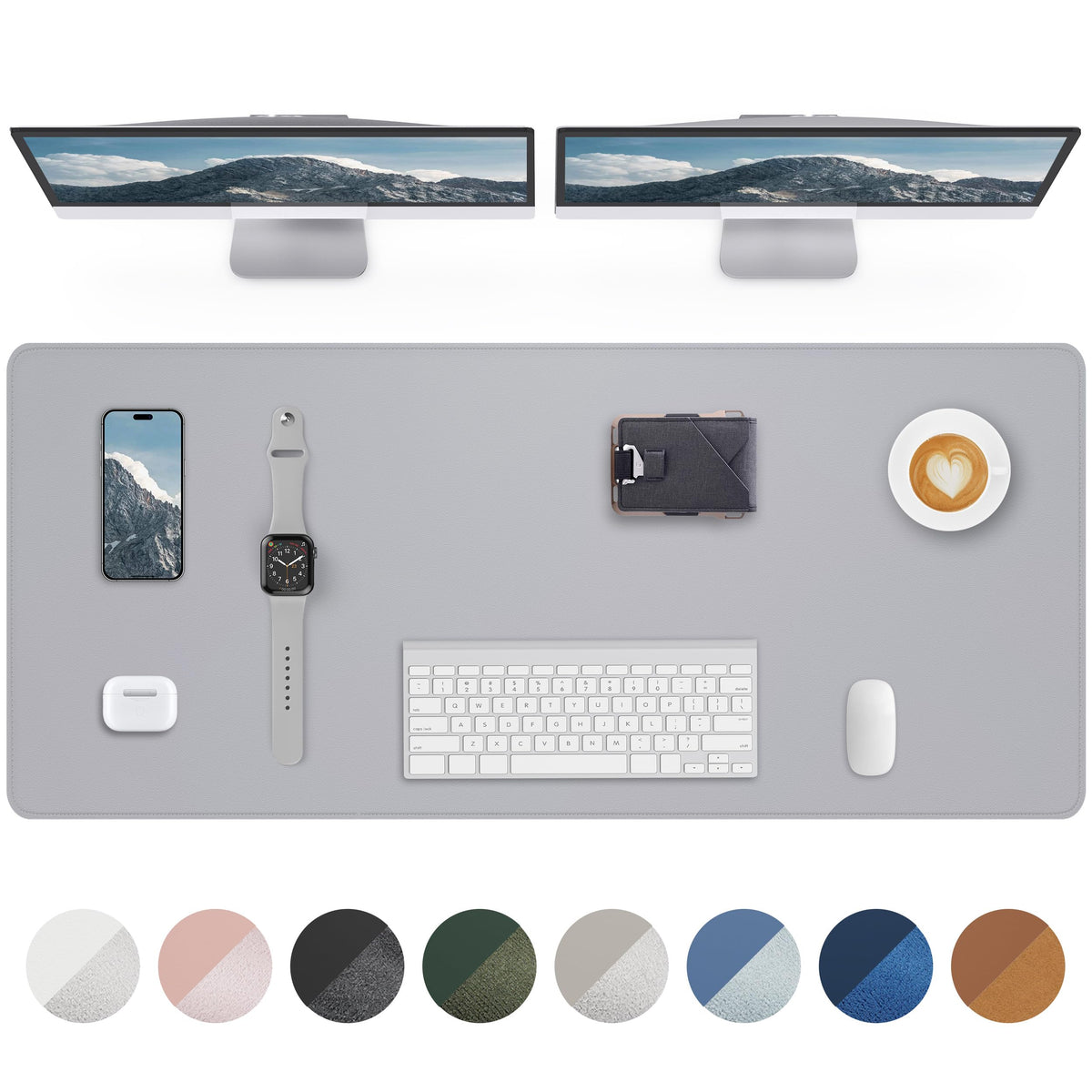 AFIING Large Desk Mat 55" x 24" - PU Leather Desk Pad Protector, Waterproof Non-Slip Extended Mouse Pad for Office Desk, Keyboard, Laptop and Home Workspace (Black)