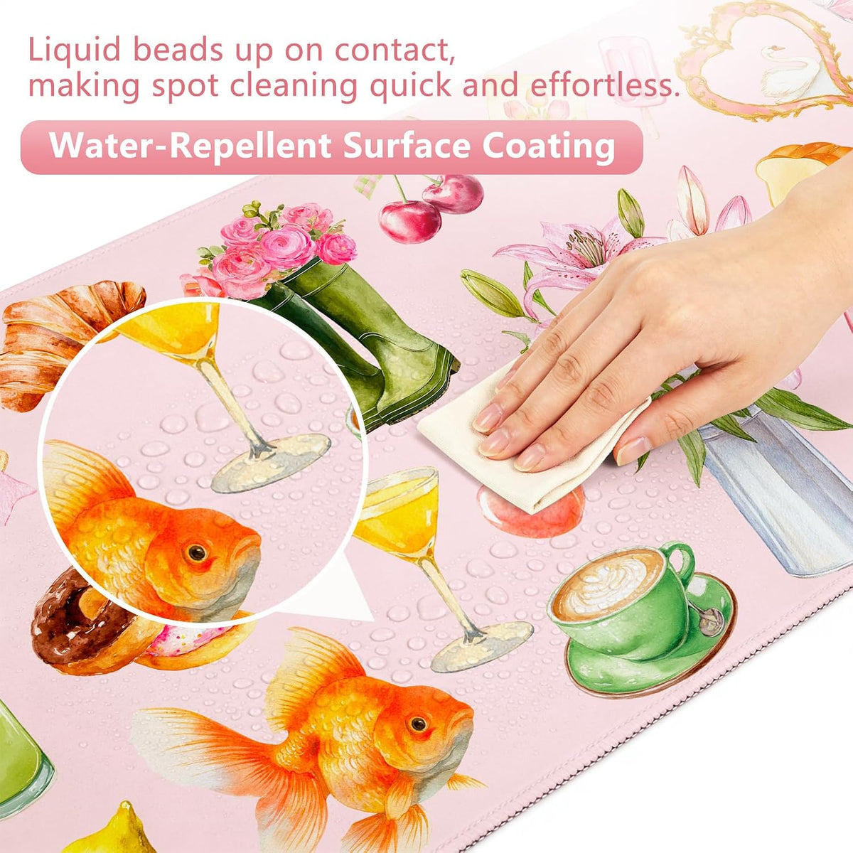 Pink Floral Mouse Pad Large 35.4×15.7 Aesthetic Cute Desk Mat