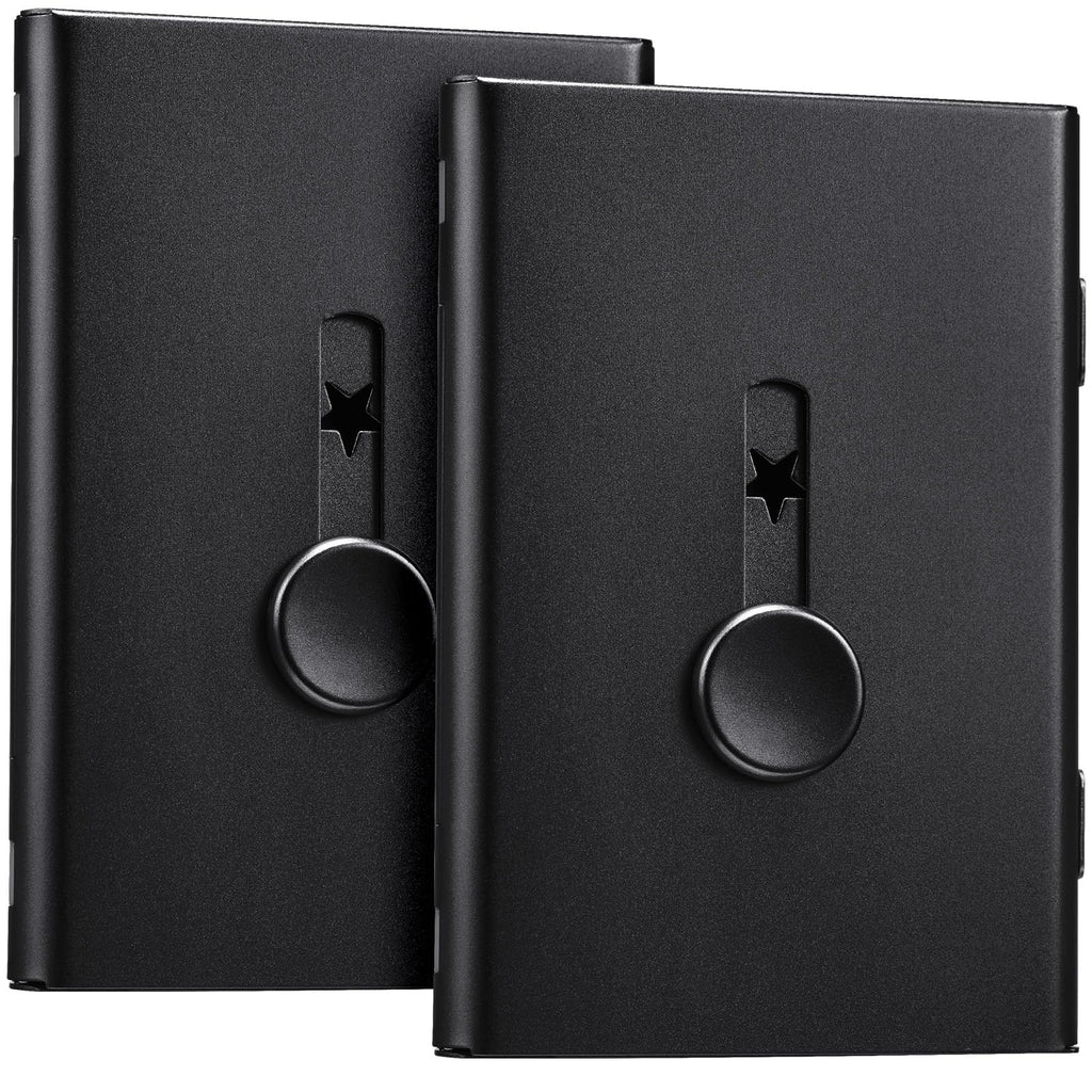 Tatuo 2 Pcs Business Card Holder Stainless Steel, Black/Gray