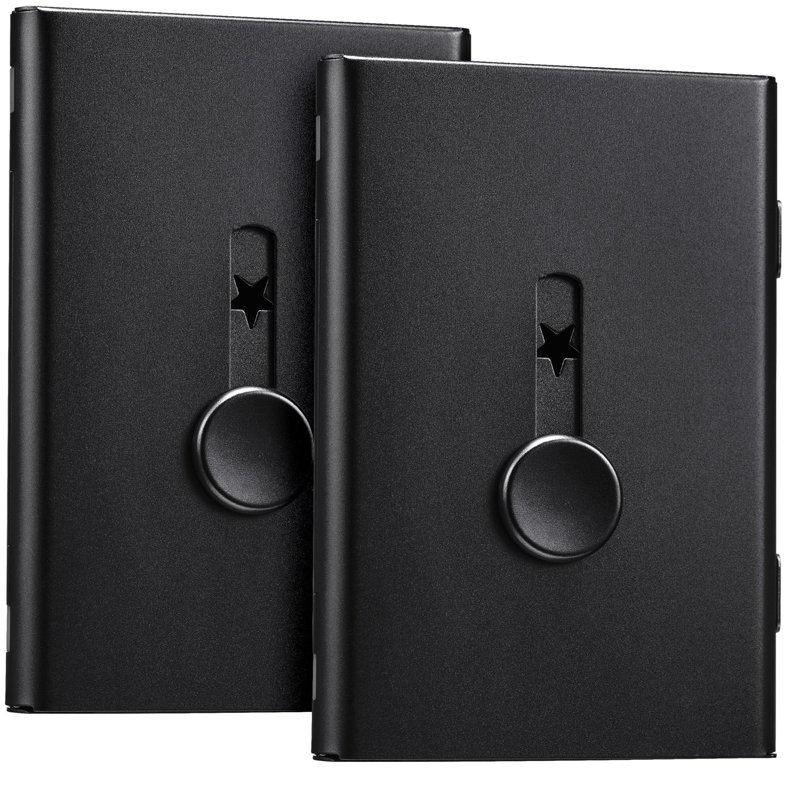 Tatuo 2 Pcs Business Card Holder Stainless Steel, Black/Gray