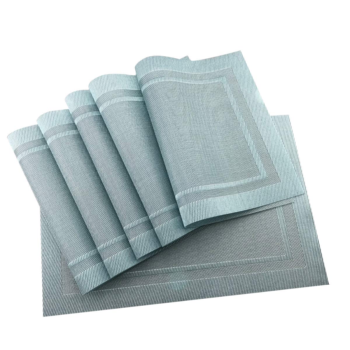 Place Mats PVC Set of 6, Table Placemats Set of 6 PVC Table Mats Natural Color (6 pcs, Red Leaves)