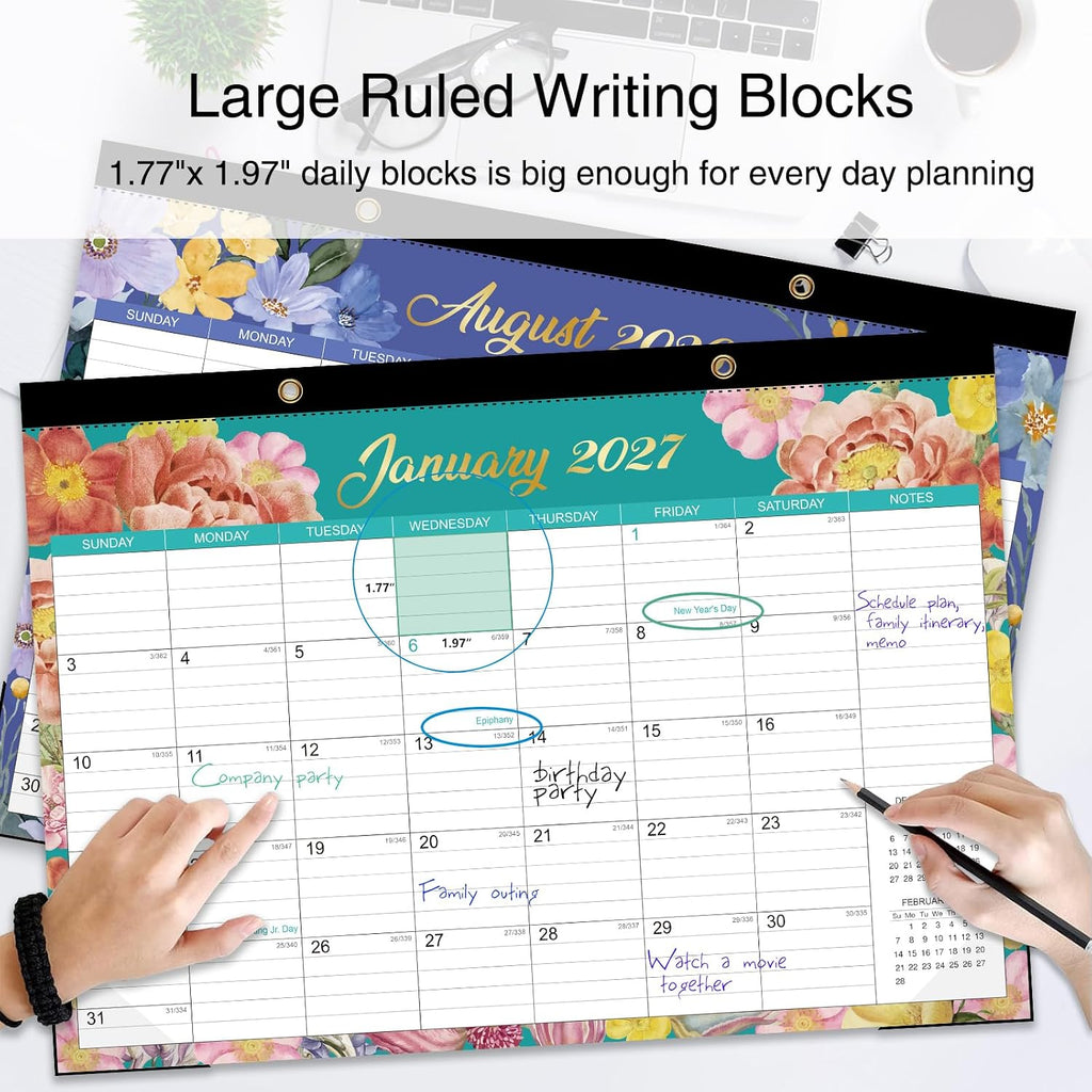 Desk Calendar 2026-2027 - 18 Month Desk Top Calendar 2026-2027, 17" x 12"