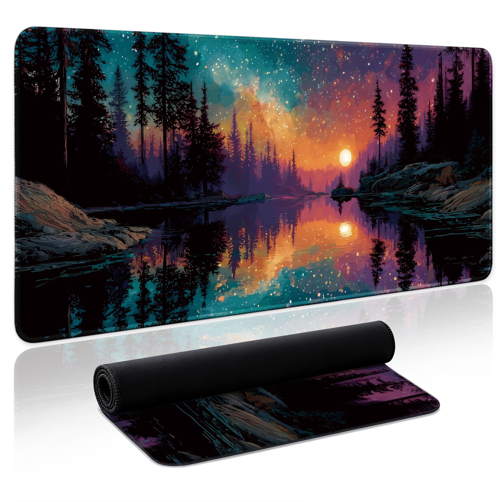 Aesthetic Desk Mat, Cute Enchanted Garden Desk Pad Protector for Work & Decor, 31.5" x 11.8", Pretty Non-Slip Extended Mouse Pad for Office or Home
