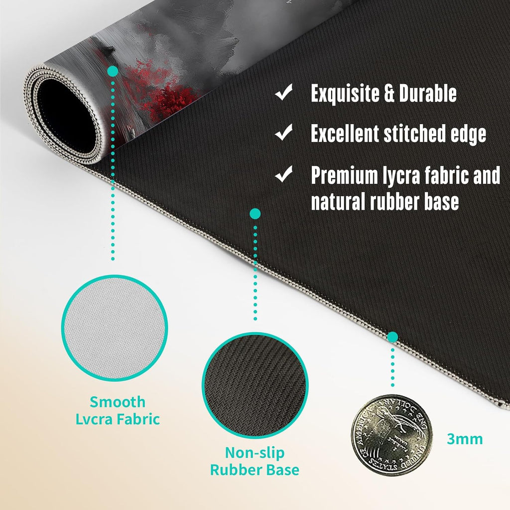 Extended Gaming Mouse Pad, Large Mouse Mat 3 mm Nature Rubber Base Mousepad with Stitched Edges, Non-Slip Desk Mat for Office Home Great Gift 31.5x11.8 Inch (Dark Canyon 5)