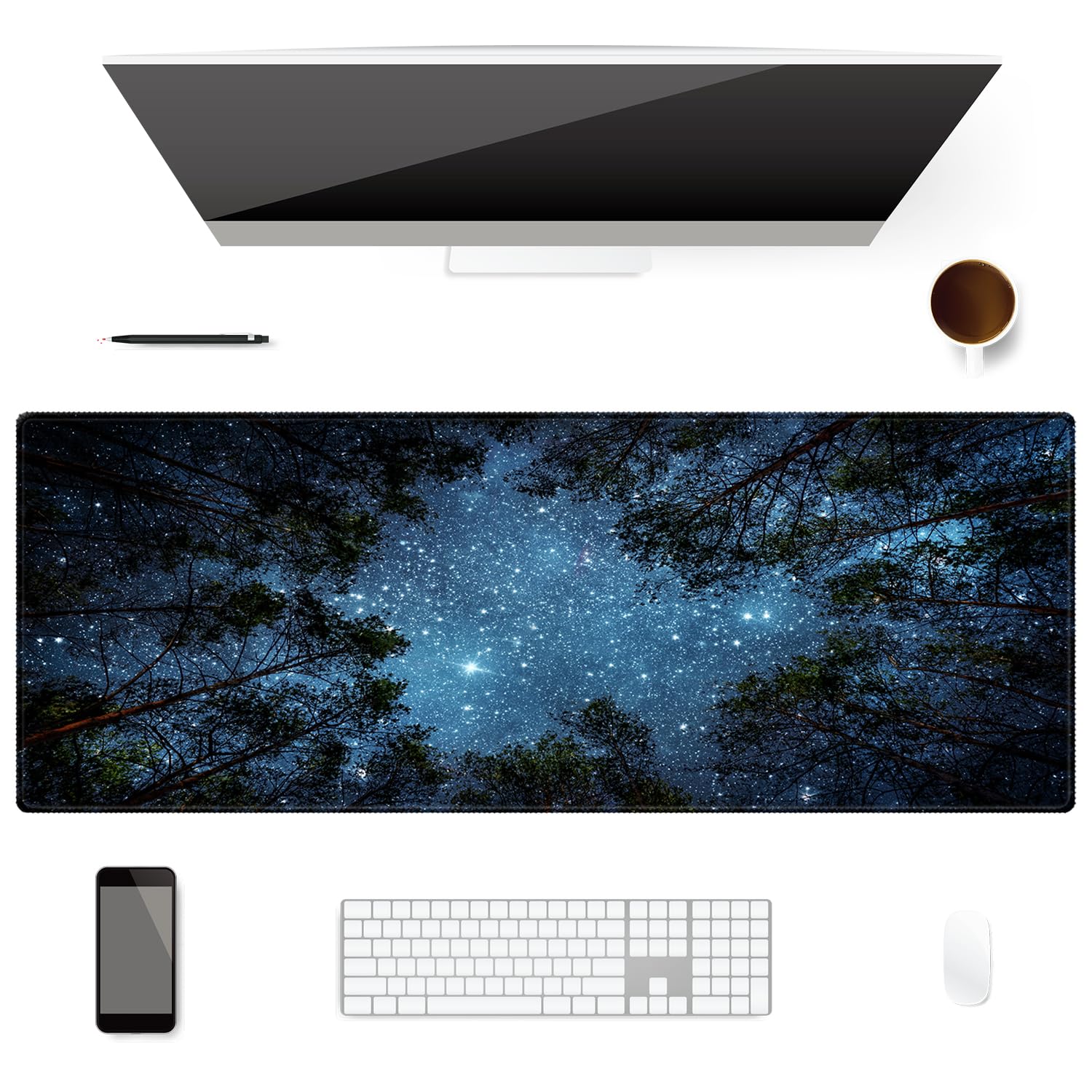 Extended Desk Mat (31.5x11.8 inch 3mm Thick), iDonzon Soft Cute Extra Large XXL Waterproof Gaming Mouse Pad with Non-Slip Rubber Base & Stitched Edges, for Working/Game, Garden Flowers
