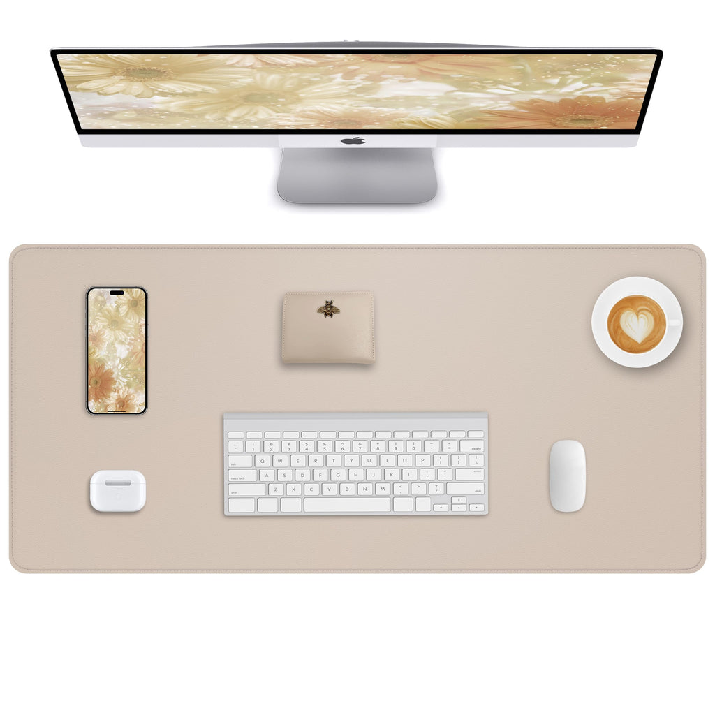 AFIING Large Desk Mat 55" x 24" - PU Leather Desk Pad Protector, Waterproof Non-Slip Extended Mouse Pad for Office Desk, Keyboard, Laptop and Home Workspace (Black)