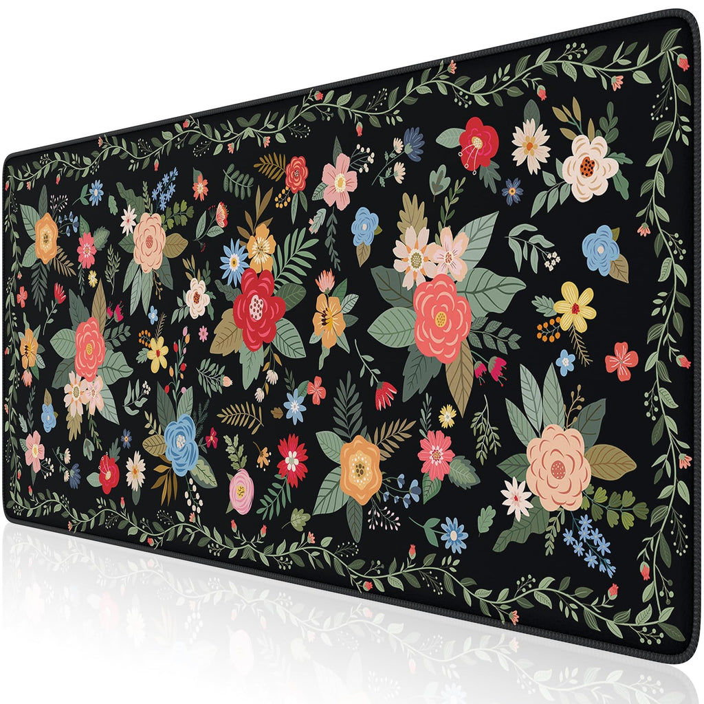iCasso Desk Mat,Mouse Pad for Office Desk,35.4x15.7in,Pink Flowers
