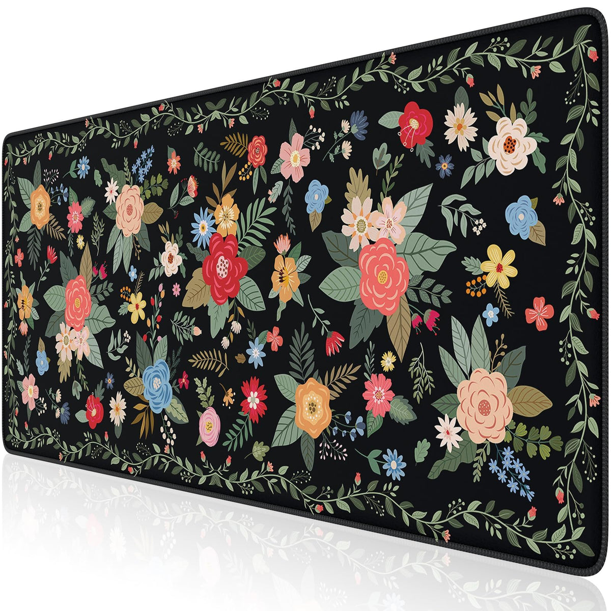 iCasso Desk Mat,Mouse Pad for Office Desk,35.4x15.7in,Pink Flowers