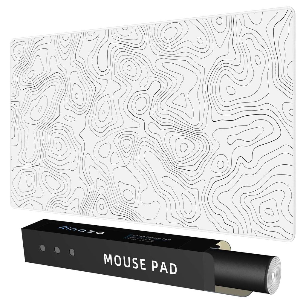 Rinaze Extra Large Gaming Mouse Pad with Black Topographic, XXL Mousepad, Big Mouse Mat Desk Pad, Non Slip Keyboard Pad for Gaming Computer Laptop PC Office Desk Accessories