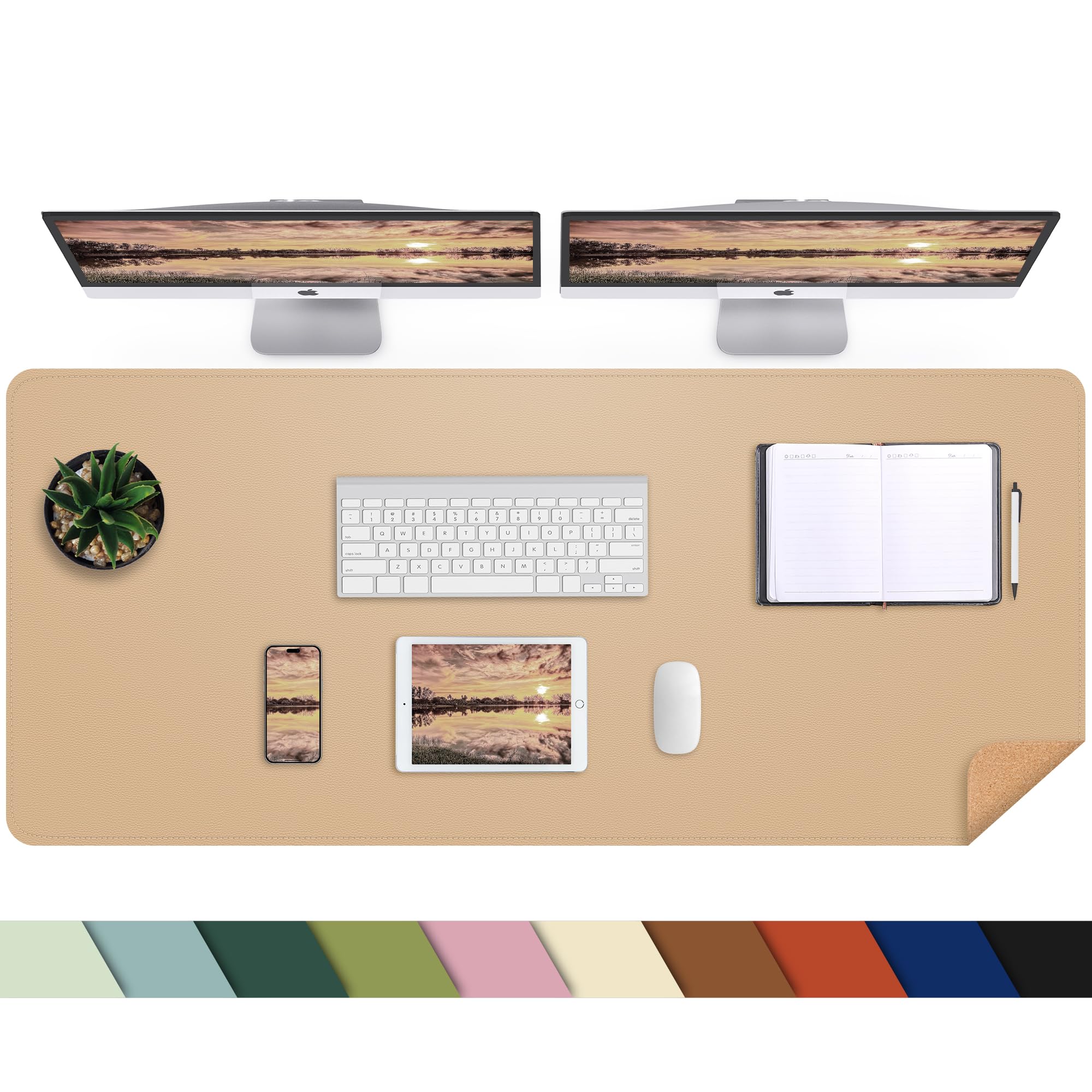 AFIING Large Desk Mat, 47" x 17", Black