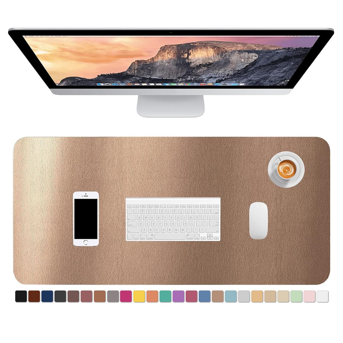 Hsurbtra Desk Pad, 30" x 14" PU Leather Desk Mat, XL Extended Mouse Pad, Waterproof Desktop Blotter Protector, Non-Slip Ultra Thin Large Laptop Keyboard Writing Mat for Office Home, Pink