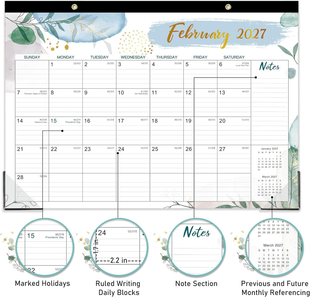 2027 Calendar - 2027 Desk Calendar, JAN. 2027 - DEC. 2027, 17" x 12"