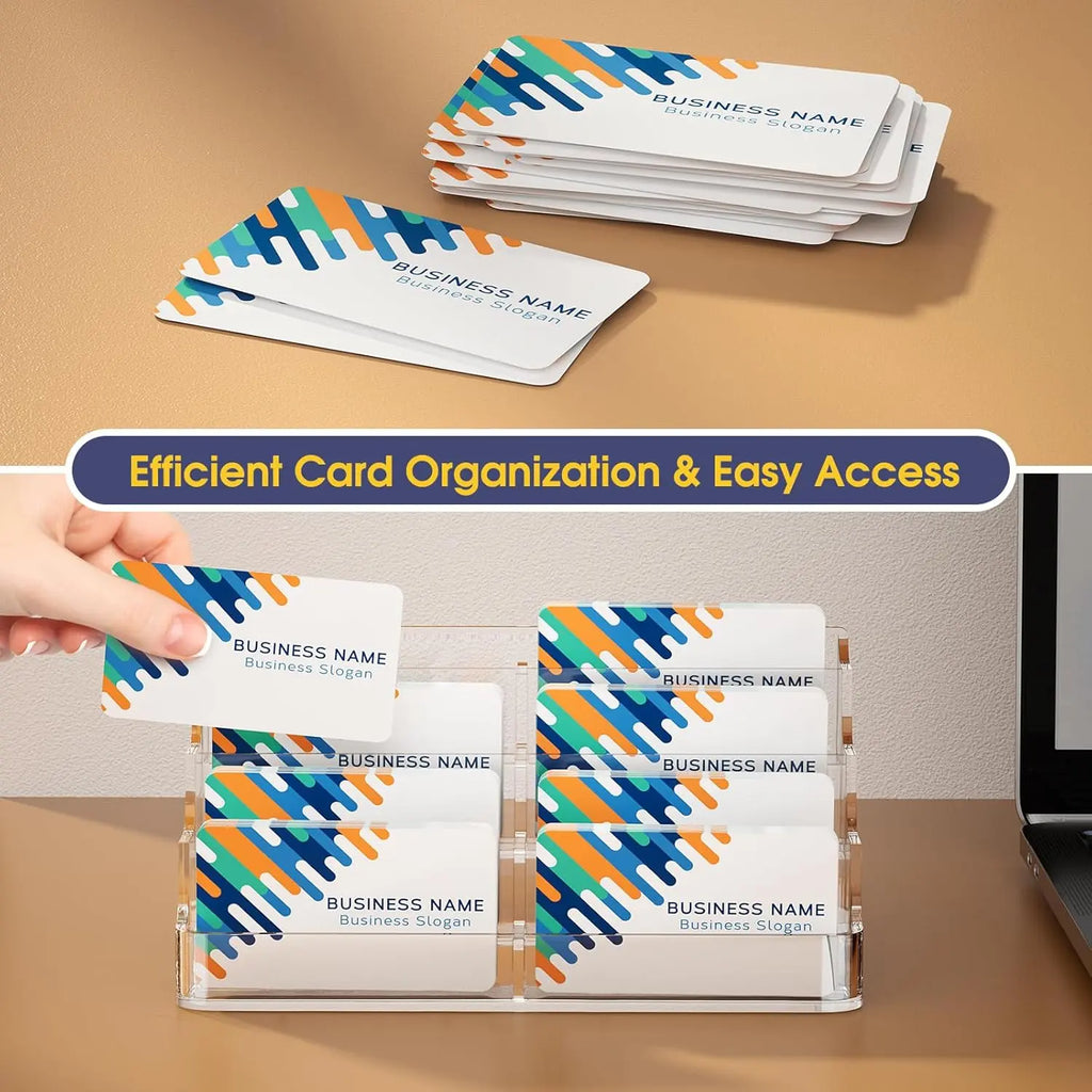 MaxGear 4-Tier Acrylic Business Card Holder - Freestanding Desk Organizer, Acrylic Stand Business Card Holders for Office Reception Countertop