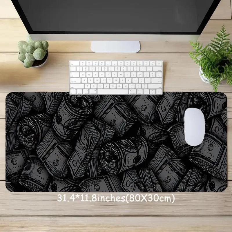 Money Pattern Desk Mat, Large Gaming Mouse Pad, Aesthetic Desktop Protection Pad, Non-Slip Home Office Work Mat, Suitable for Laptop & Desktop Computer Games, Desktop Accessory, Office Desk Accessories, Mouse Pads for Desk