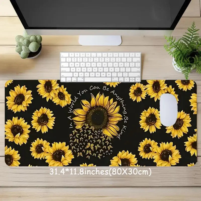 Sunflower Pattern Office Desk Mat, Rectangle Gaming Mouse Pad, Non-Slip Rubber Pad, Multi-size Mouse Pad Suitable for Laptop, Desktop Computer Games, Work, Family, Desk Accessories, Aesthetic Office Supplies