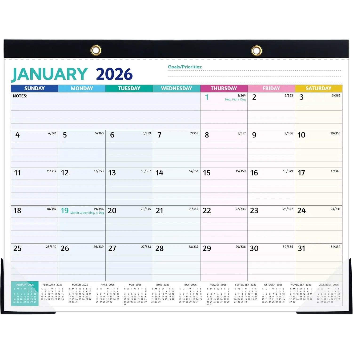 2026 Desk Calendar – Jan 2026 – Dec 2026, 12 Monthly Calendar, Large Desk Calendar 2026, 14.6’’ x 11.5’’,  Desk/Wall Calendar with To-do Lists, Desk Pad, Ruled Blocks, Corner Protectors