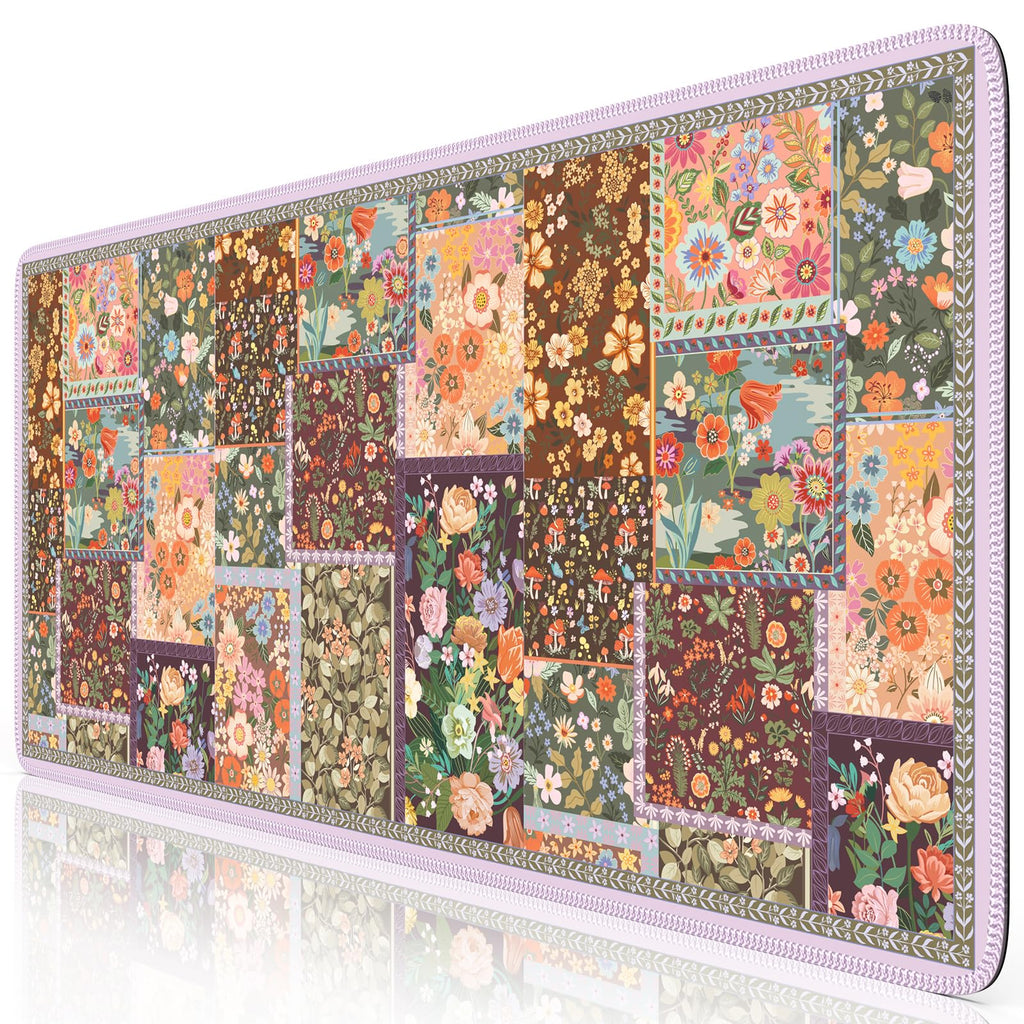 iCasso Desk Mat,Mouse Pad for Office Desk,35.4x15.7in,Pink Flowers