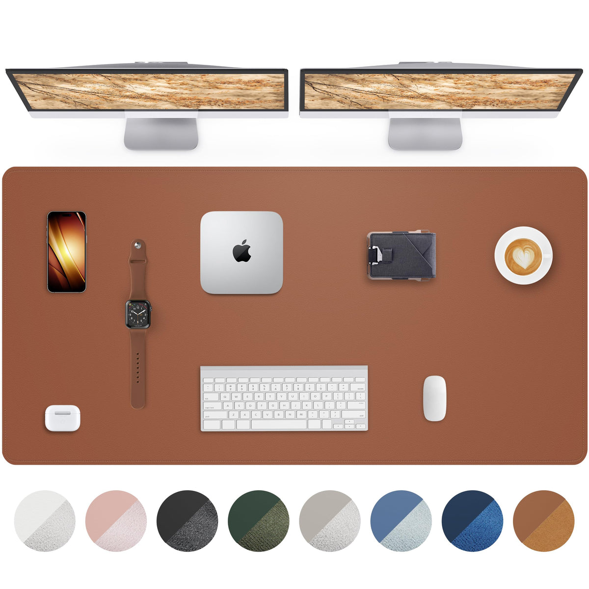 AFIING Large Desk Mat 55" x 24" - PU Leather Desk Pad Protector, Waterproof Non-Slip Extended Mouse Pad for Office Desk, Keyboard, Laptop and Home Workspace (Black)