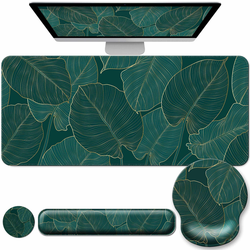 Desk Mat Set Keyboard and Mouse Pad with Wrist Rest Support