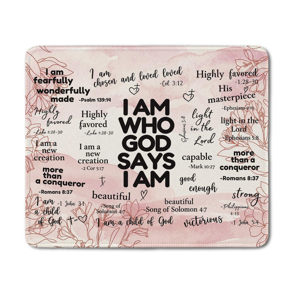 Inspirational Christian God Says I Am Mouse Pad, Minimalist Boho Floral Bible Verse Affirmation Mouse Pads Mousepad for Home Office Dorm Computers Laptop Supplies Desk Accessories, 9.5x7.9 Inch