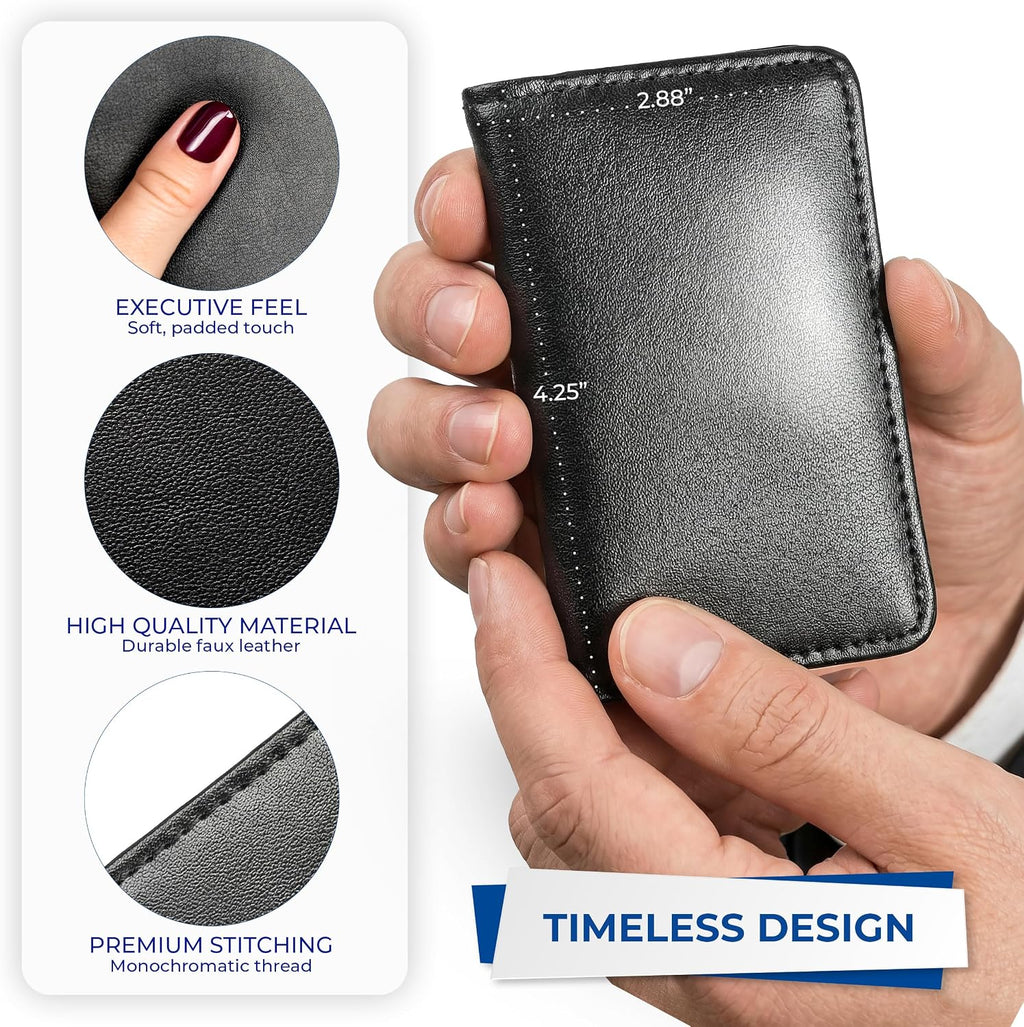 Samsill 81220 Regal Leather Business Card Holder, Case Holds 25 Business, Black