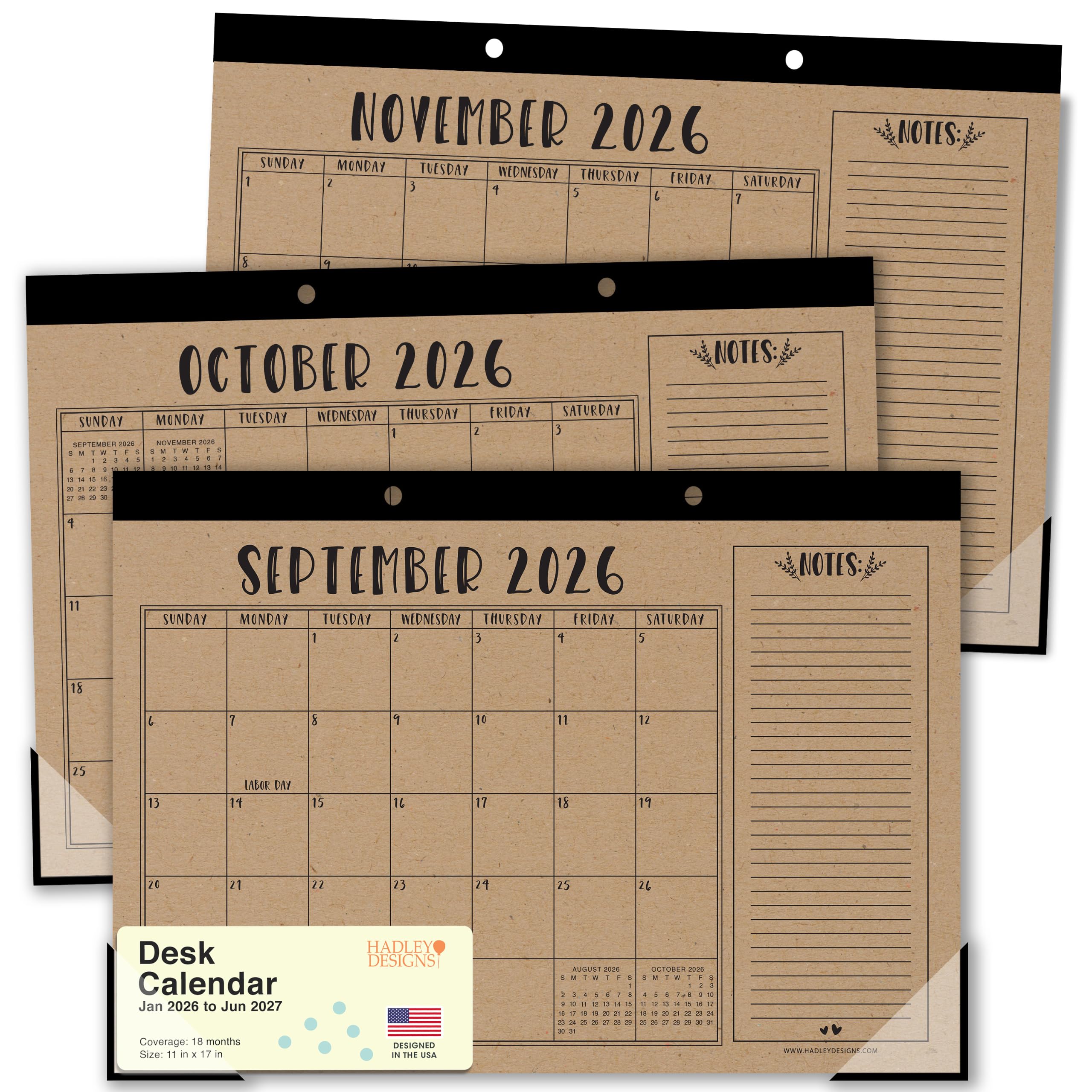 Large Teacher Desk Calendar 2026-2027 - Desktop Calendar 2026