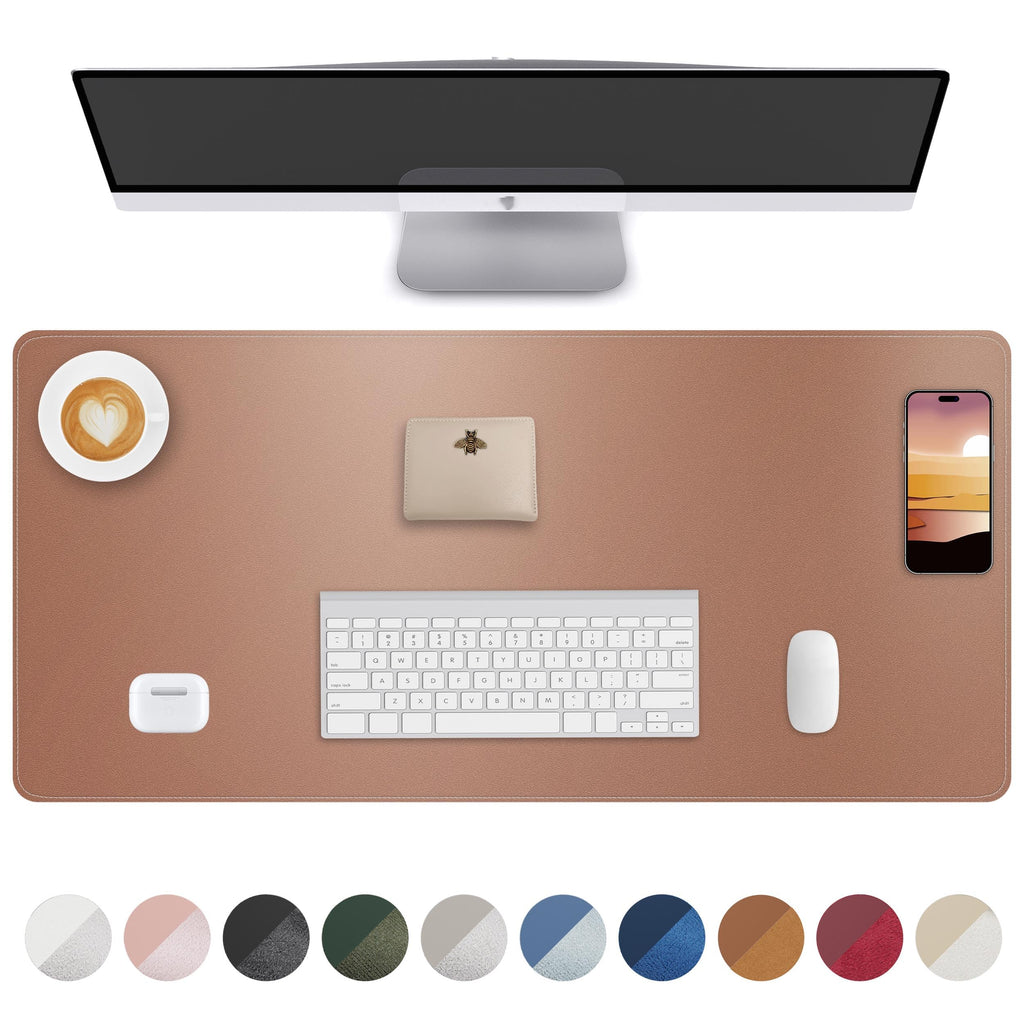 AFIING Large Desk Mat 55" x 24" - PU Leather Desk Pad Protector, Waterproof Non-Slip Extended Mouse Pad for Office Desk, Keyboard, Laptop and Home Workspace (Black)