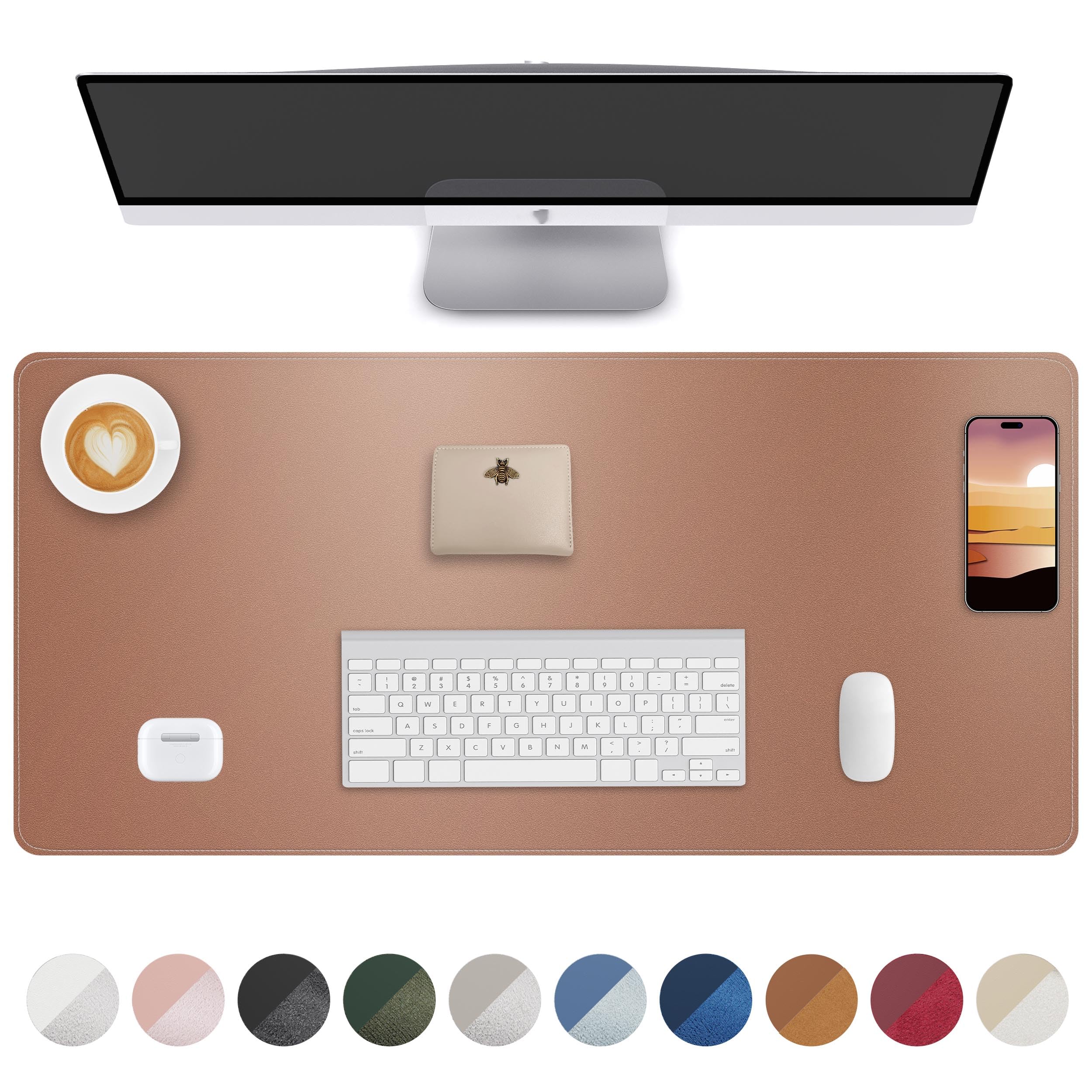AFIING Large Desk Mat 55" x 24" - PU Leather Desk Pad Protector, Waterproof Non-Slip Extended Mouse Pad for Office Desk, Keyboard, Laptop and Home Workspace (Black)