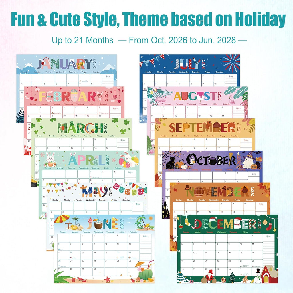 GuassLee Desk Calendar 2027, 21 Month Oct 2026-Jun 2028, 17"x11.5"