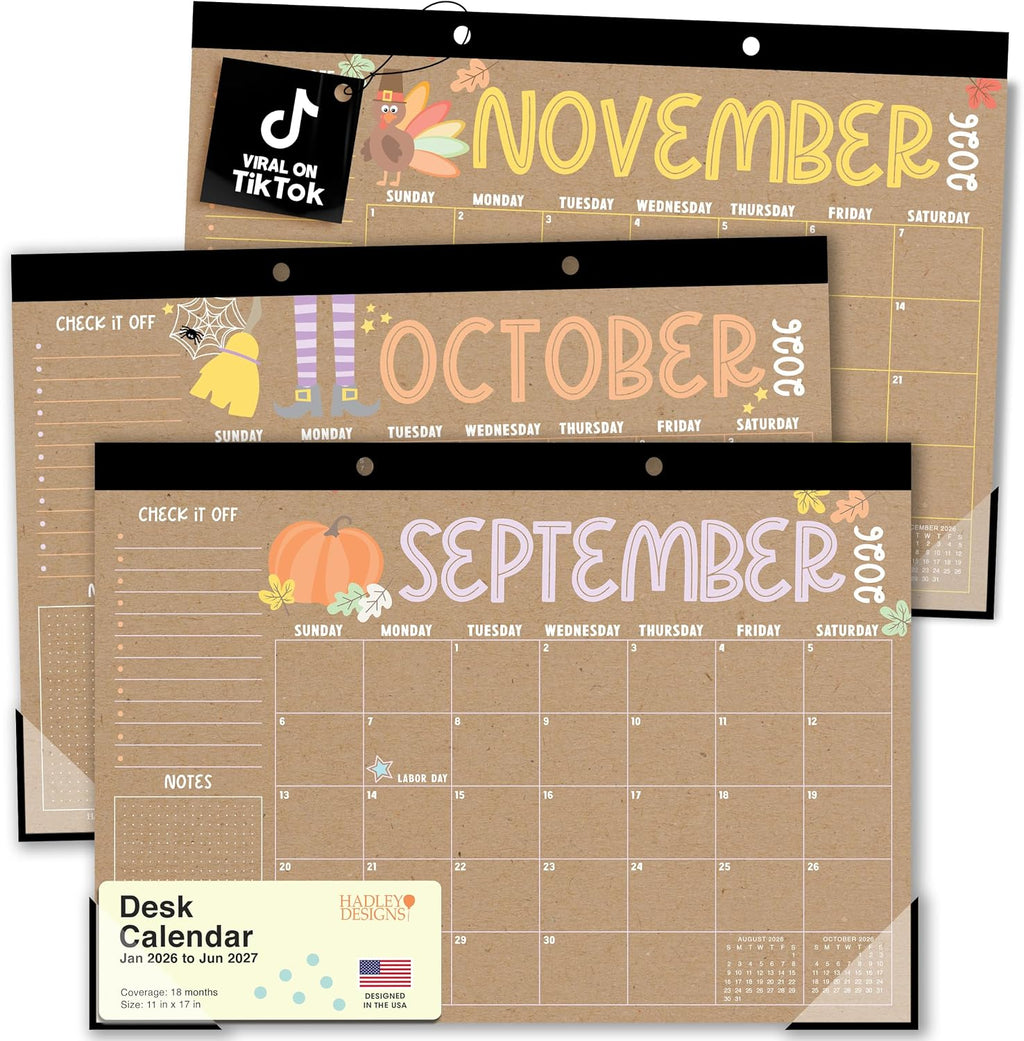 Large Teacher Desk Calendar 2026-2027 - Desktop Calendar 2026