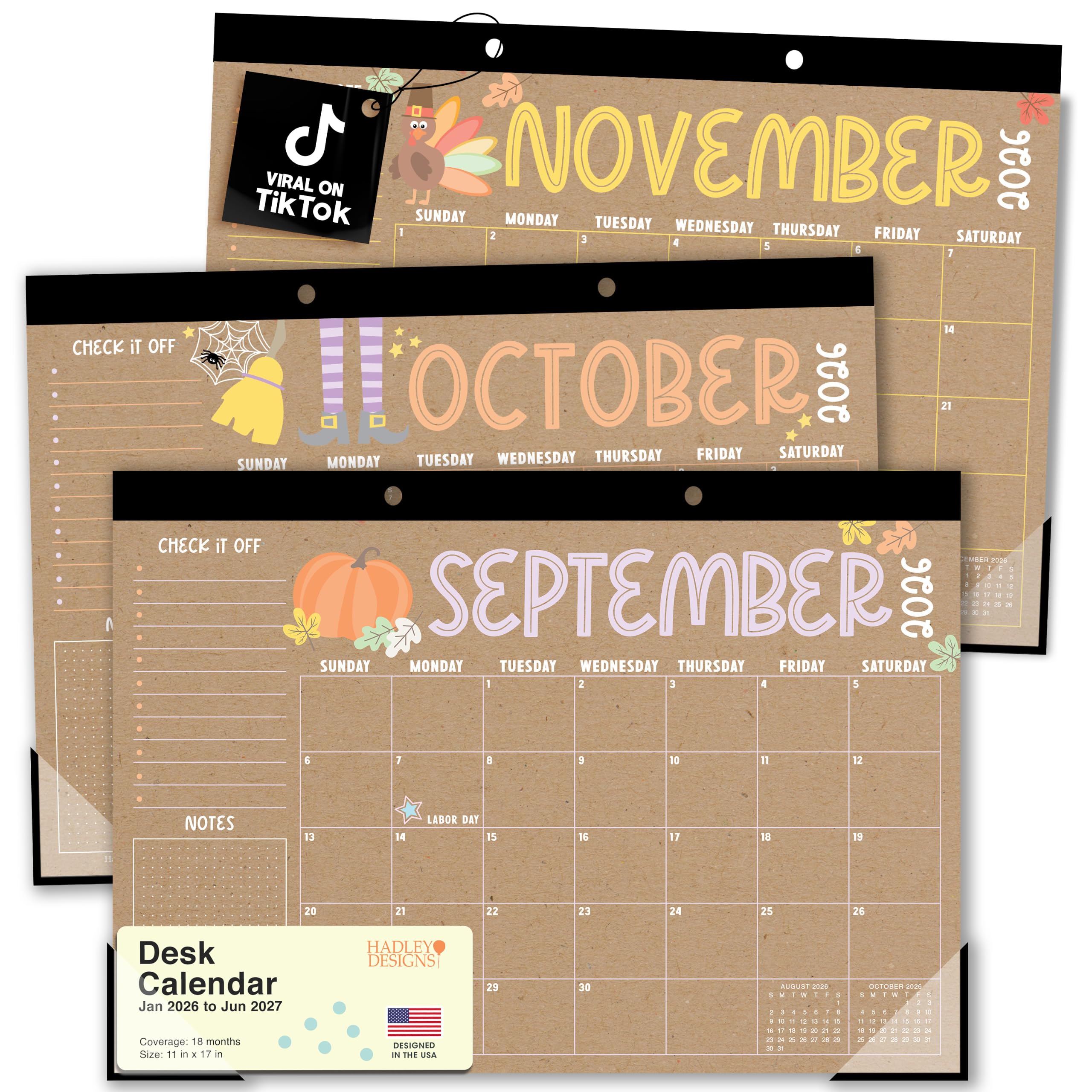 Large Teacher Desk Calendar 2026-2027 - Desktop Calendar 2026