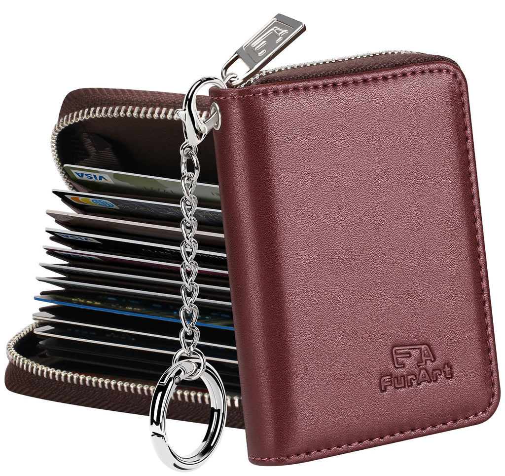 FurArt Zipper Wallet Women RFID Credit Card Holder keychain Wallet