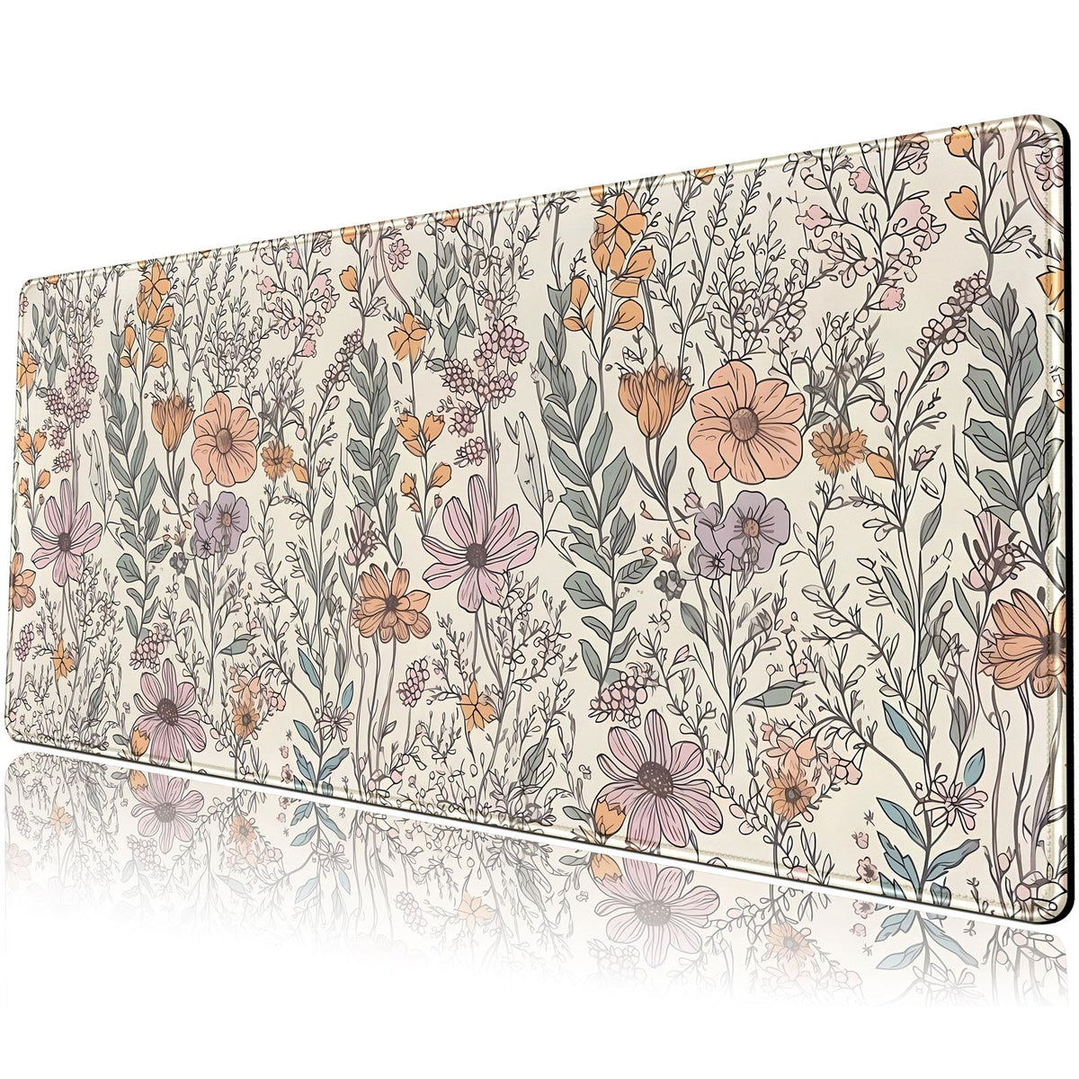 Dark Cottagecore Desk Mat Black Purple Flower XL Mouse Pad Large Gaming Mousepad Extended Vintage Aesthetic Desk Pad Keyboard Mouse Mat 31.5 x 11.8 in for Work Game Office Decor