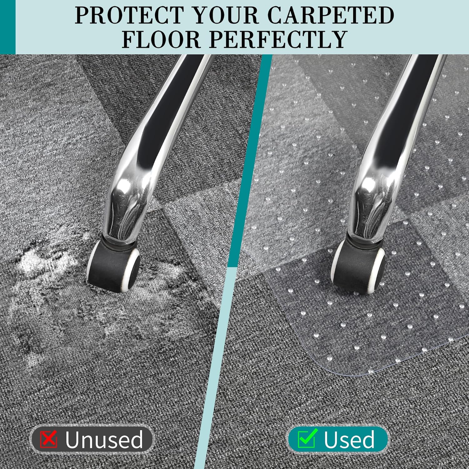 BesWin Office Chair Mat for Carpet, 30" x 48", Clear