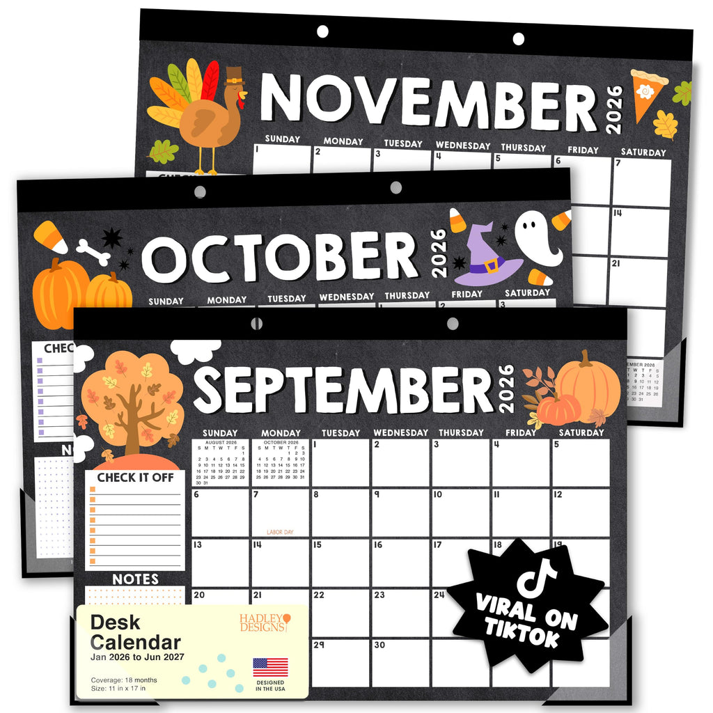 Large Teacher Desk Calendar 2026-2027 - Desktop Calendar 2026
