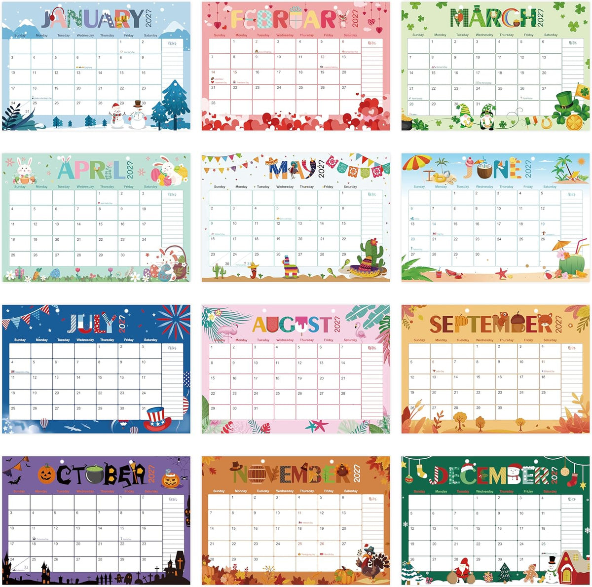 Guasslee Desk Calendar 2026-2027, 19-Month School Year Calendar, 2026 Jun. - 2027 Dec, 17"x11.5" Large Monthly Desk Planner with Corner Protectors, Ample Blocks ＆ Notes for Home Office