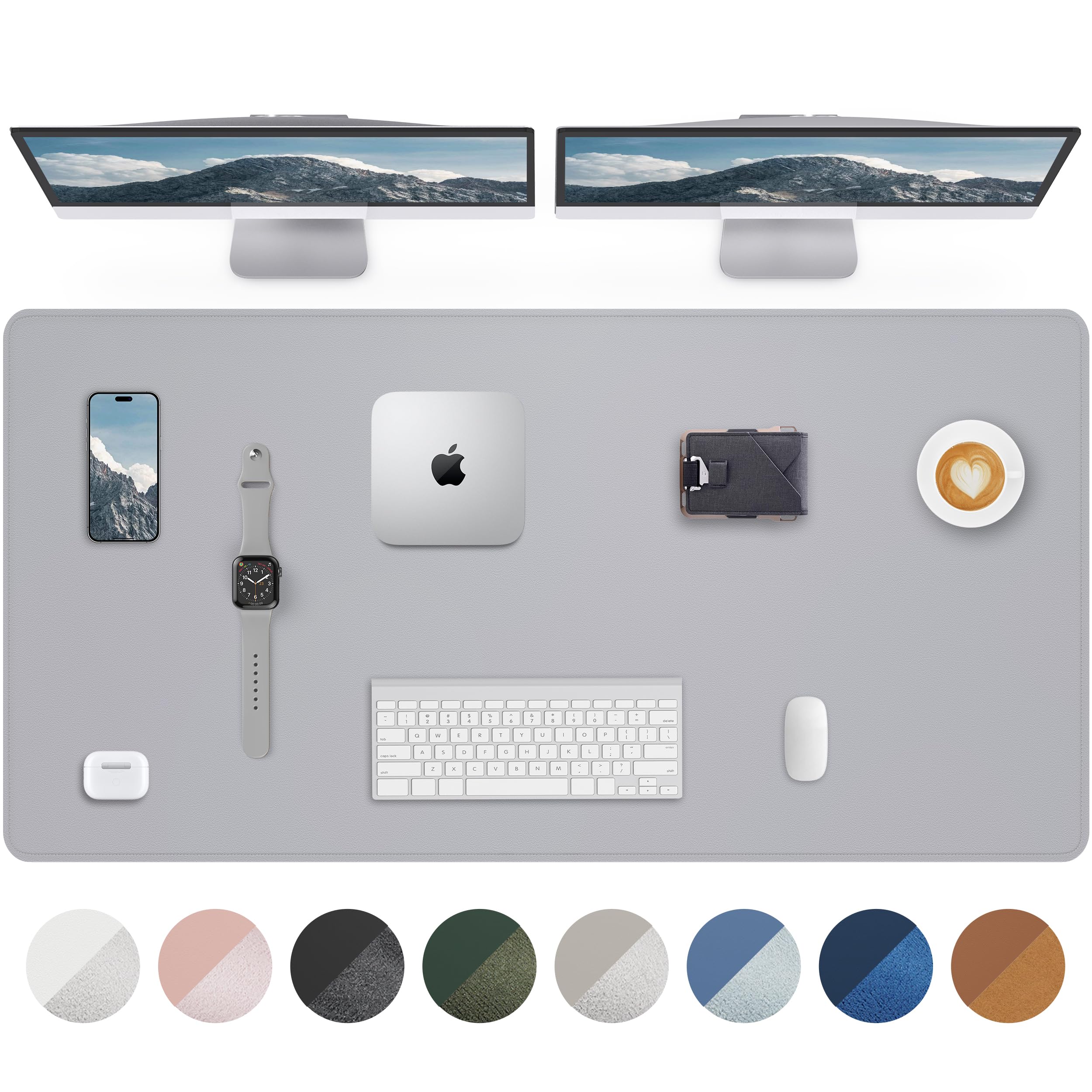 AFIING Large Desk Mat 55" x 24" - PU Leather Desk Pad Protector, Waterproof Non-Slip Extended Mouse Pad for Office Desk, Keyboard, Laptop and Home Workspace (Black)