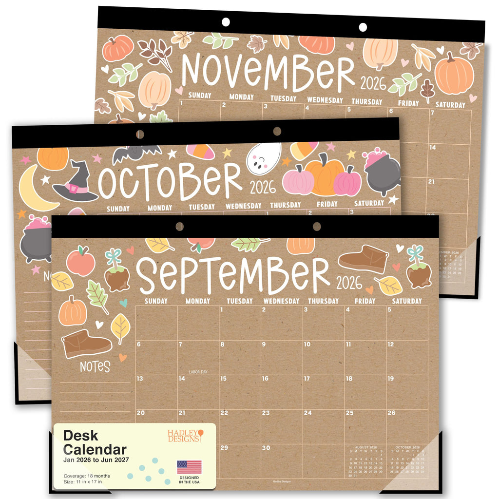 Large Teacher Desk Calendar 2026-2027 - Desktop Calendar 2026
