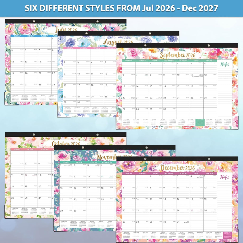 Desk Calendar 2026-2027 - Jul. 2026 - Dec. 2027, 18 Months Large Monthly Desk Calendar 2026-2027, 17" x 12", Desk Pad, Large Ruled Blocks, To-do List & Notes