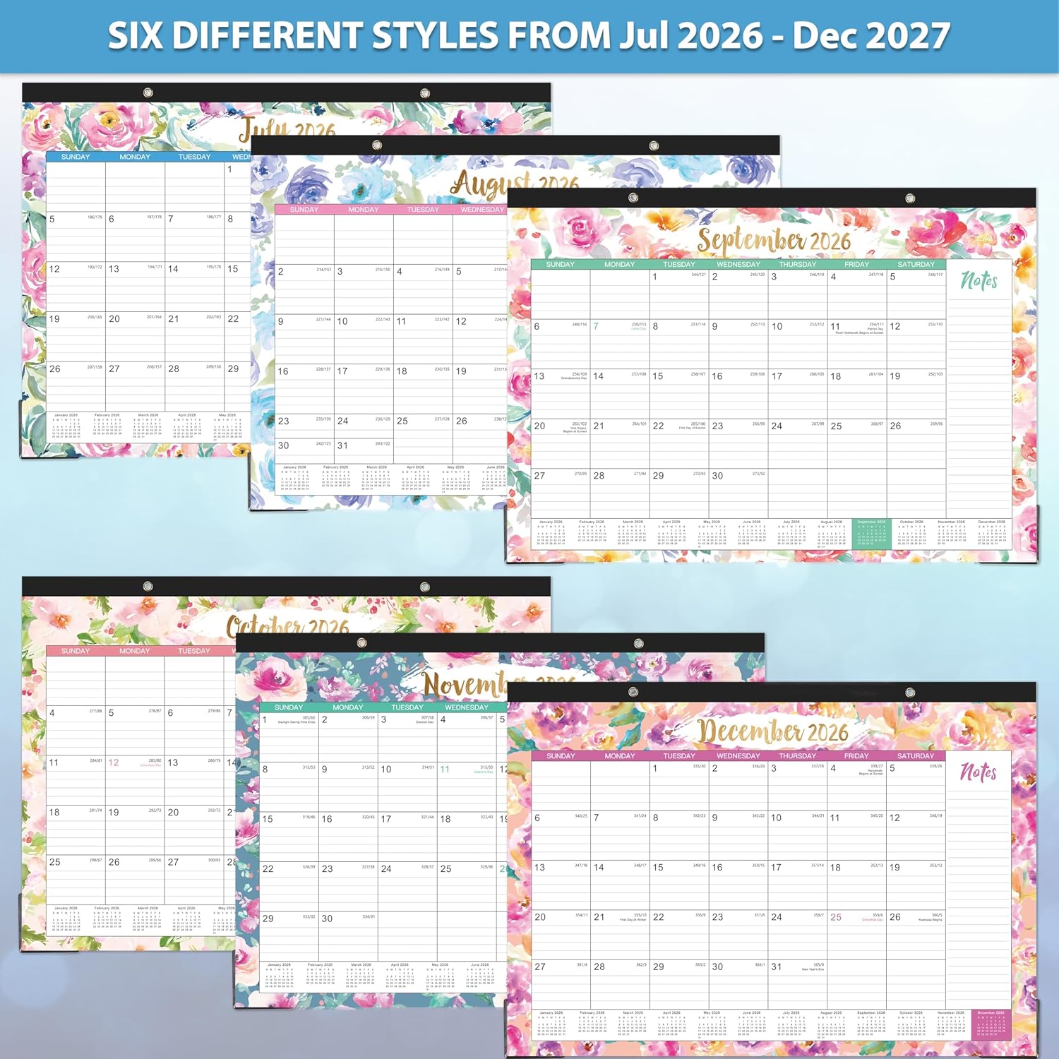 Desk Calendar 2026-2027 - Jul. 2026 - Dec. 2027, 18 Months Large Monthly Desk Calendar 2026-2027, 17" x 12", Desk Pad, Large Ruled Blocks, To-do List & Notes
