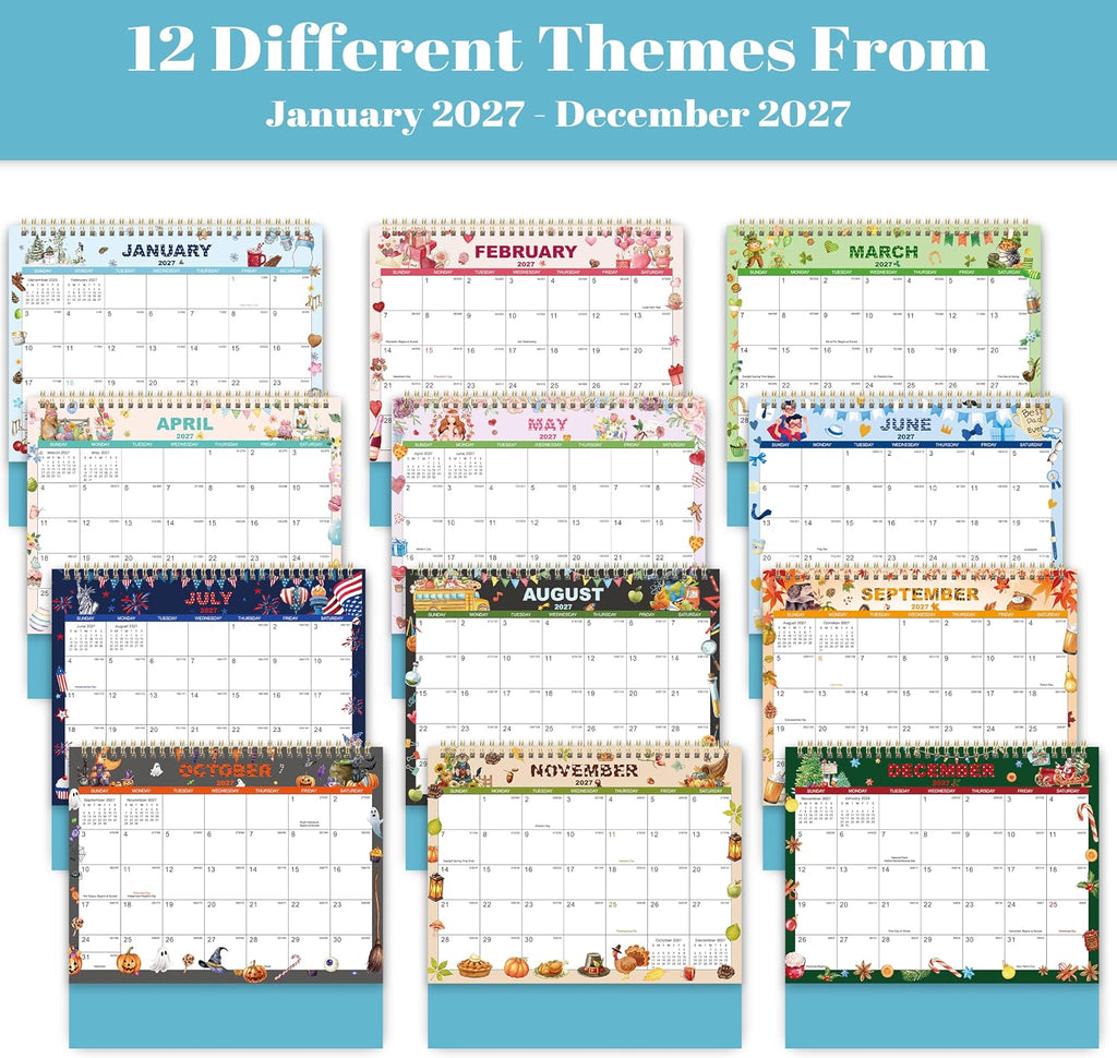 2027 Desk Calendar - Standing Flip Desk Calendar 2027, Jan 2027 - Dec 2027