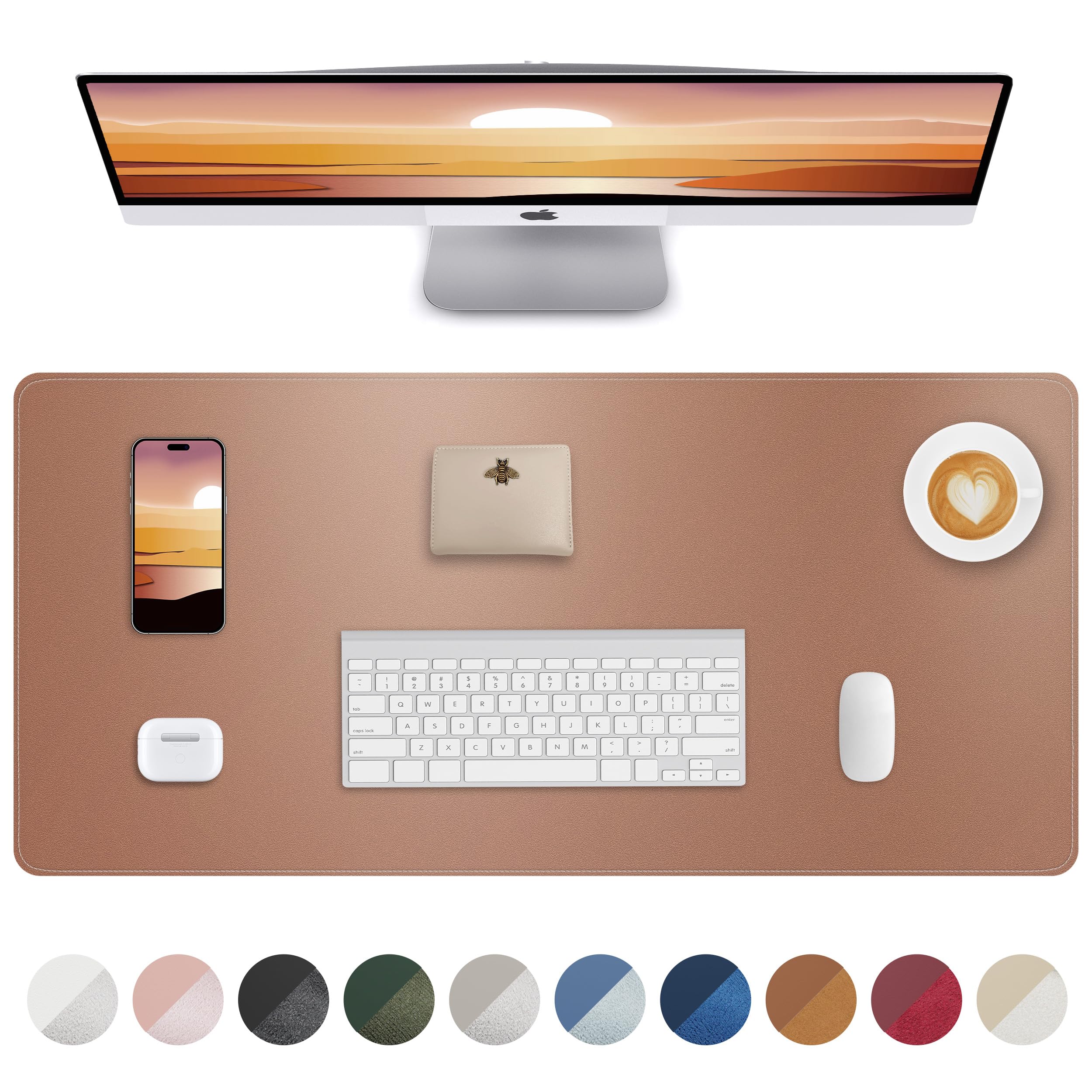 AFIING Large Desk Mat 55" x 24" - PU Leather Desk Pad Protector, Waterproof Non-Slip Extended Mouse Pad for Office Desk, Keyboard, Laptop and Home Workspace (Black)