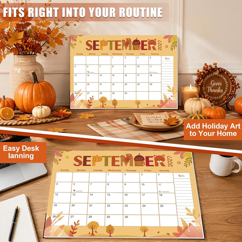 GuassLee Desk Calendar 2027, 21 Month Oct 2026-Jun 2028, 17"x11.5"