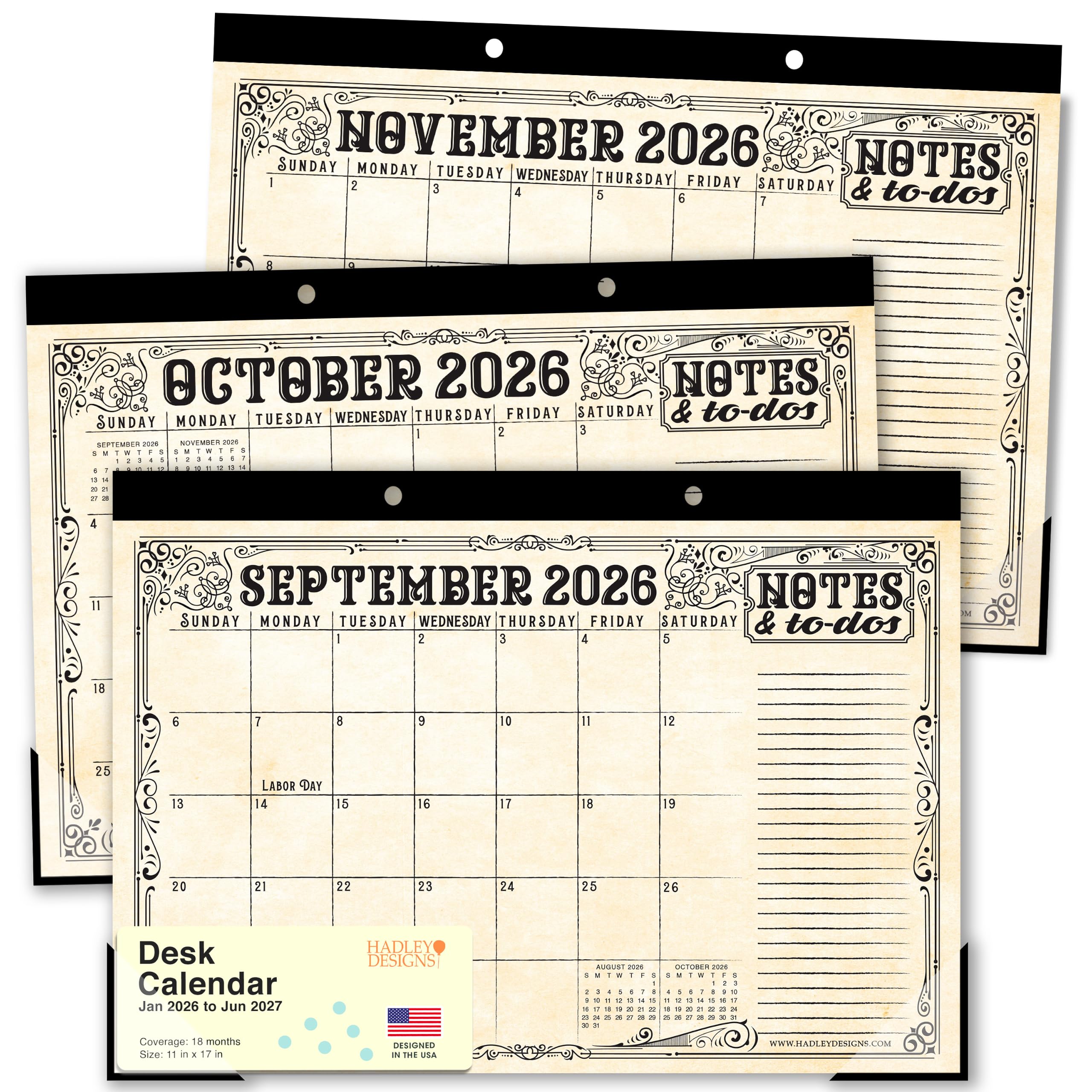 Large Teacher Desk Calendar 2026-2027 - Desktop Calendar 2026