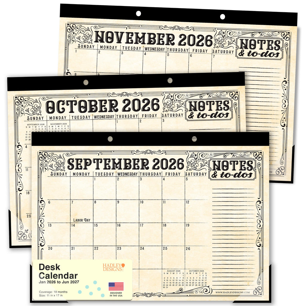 Large Teacher Desk Calendar 2026-2027 - Desktop Calendar 2026