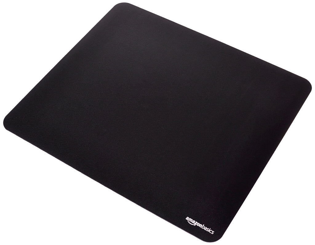 Amazon Basics Square Mouse Pad, Cloth with Rubberized Base, Standard, Black, 12.4L x 10.6W inches