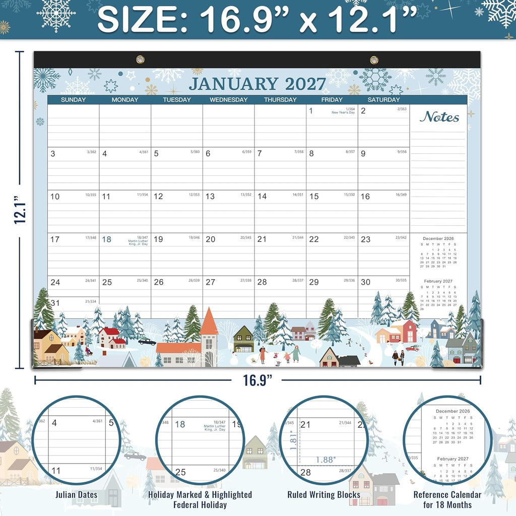 Desk Calendar 2027,18 Months Calendar from January 2027 to June 2028