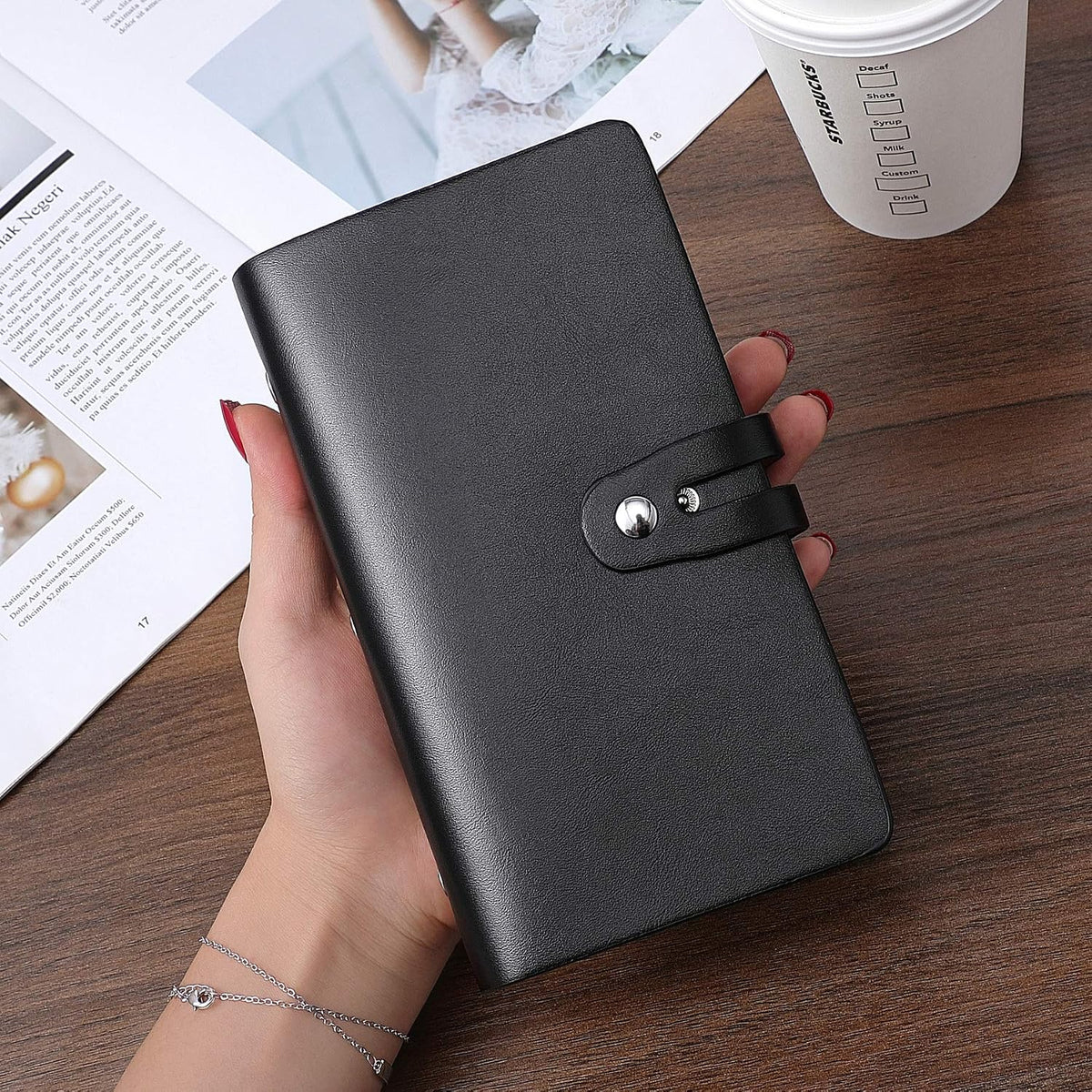 RFID Credit Card Holder Organizer, Leather Business Card Organizer with 96 Card Slots, Business Card Book to Keep Cards Neatly Organized and Prevent Jumbling, Loss, or Damage (Black)