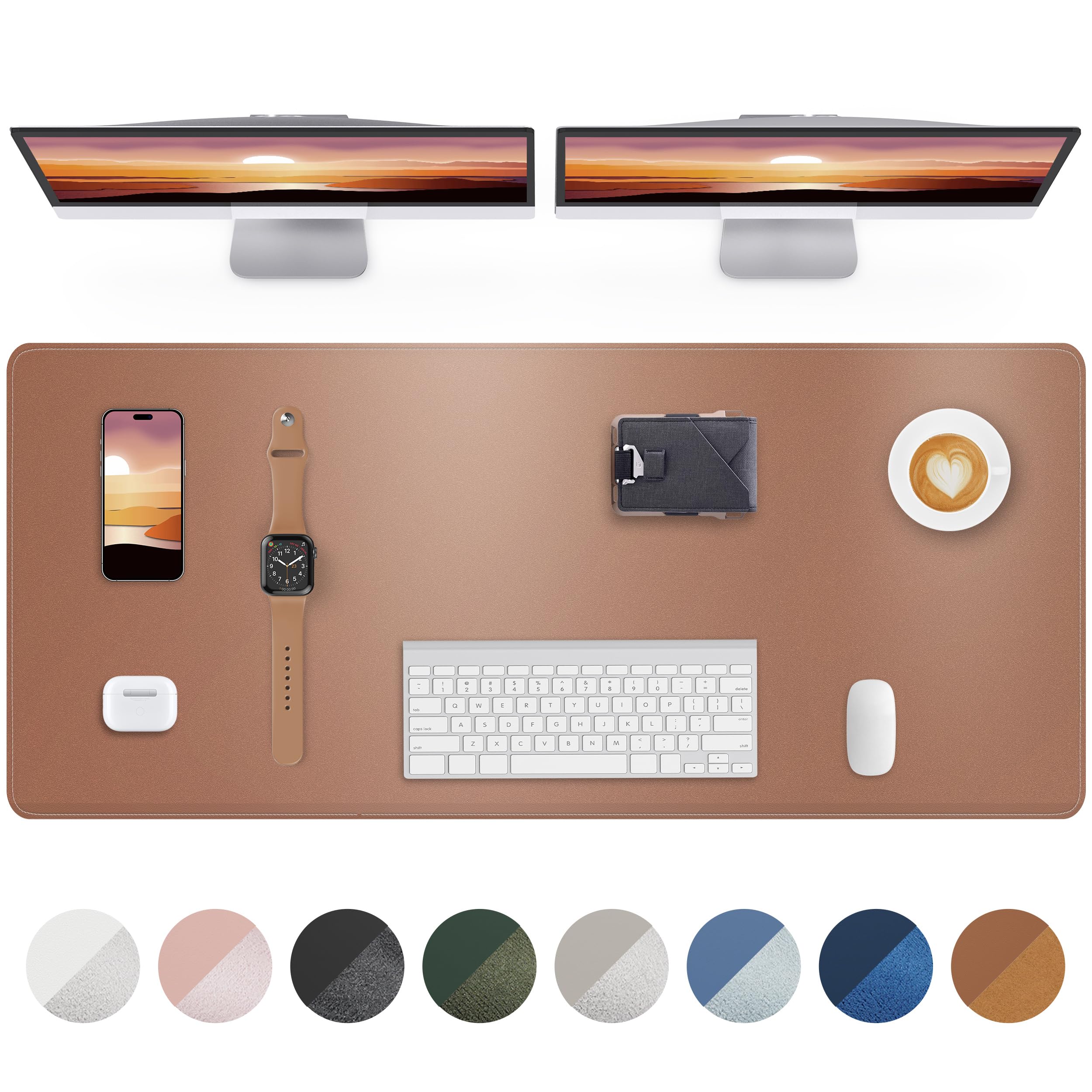 AFIING Large Desk Mat 55" x 24" - PU Leather Desk Pad Protector, Waterproof Non-Slip Extended Mouse Pad for Office Desk, Keyboard, Laptop and Home Workspace (Black)